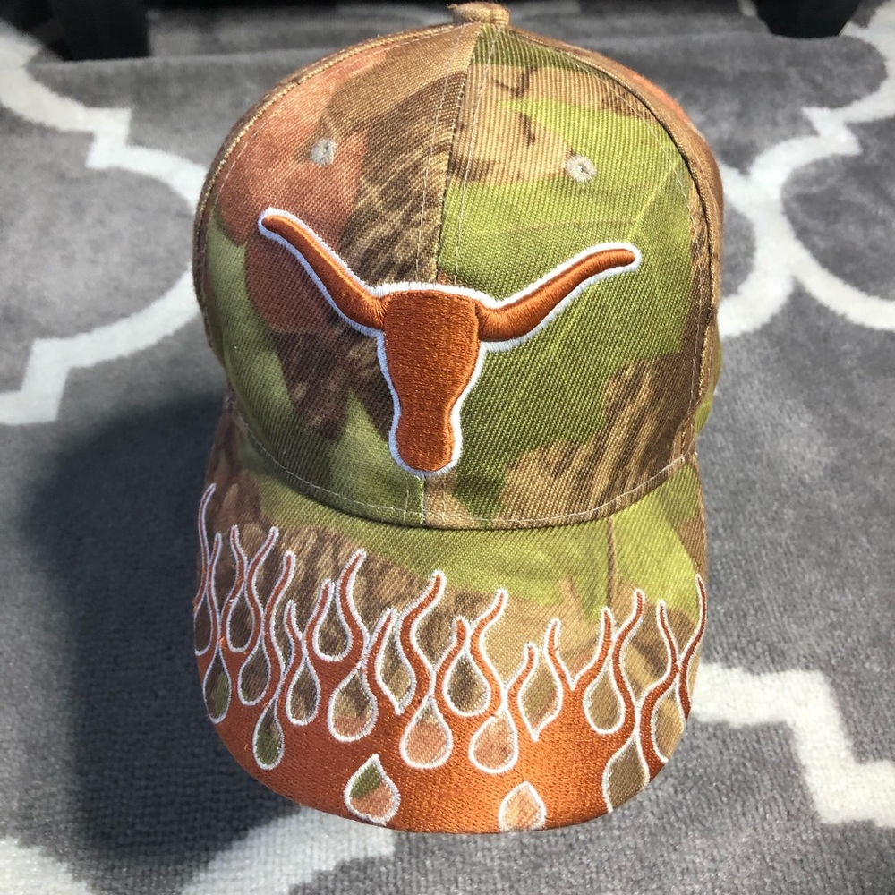 Golden Lion Baseball Cap Texas Longhorns Camouflage Flames Hap Orange Green